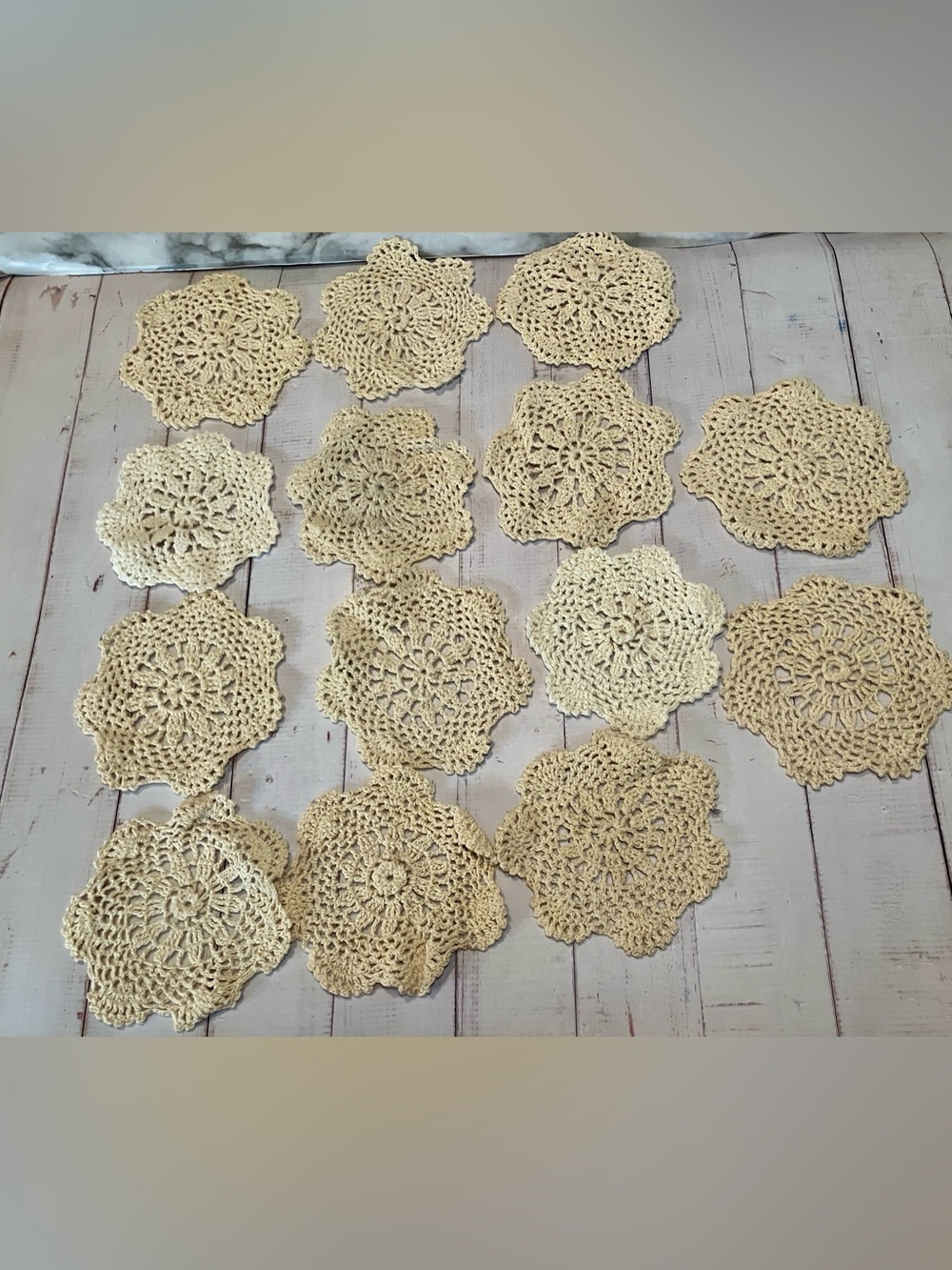 Vintage Handmade Crochet Lace Doilies Lot 14 Cottagecore Craft Coasters